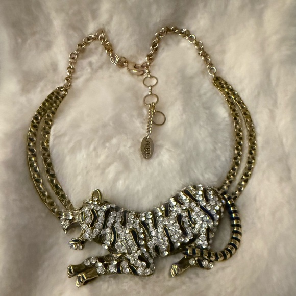 Vintage Amrita Singh Tiger Necklace Featuring Australian Rhinestones - Picture 11 of 12